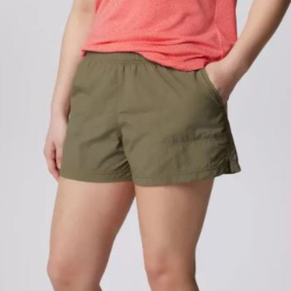 Columbia Brand Women's Small Sandy River Shorts Stone Green Elastic Waist